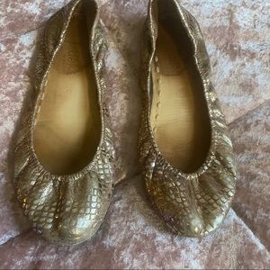 Tieks Flats gold and blue size 6 pre owned